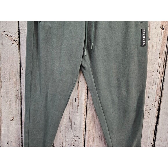 YOUNGLA Men's L Green Skinny Leg Ankle Zip Sweatpants Lounge Pants Athleisure - Picture 4 of 11